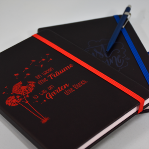 Notizbuch mit farbiger Gravur 